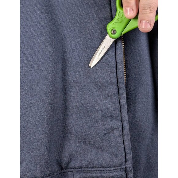 Carhartt Quilted Lined Hoodie Jacket Mens Sz 2XL XXL Blue Full Zip Workwear READ - Picture 4 of 4